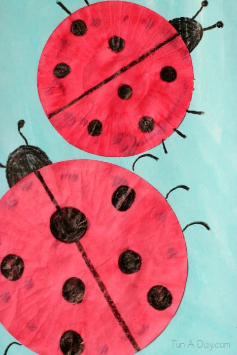 Lots of playful learning with a cupcake liner ladybug craft