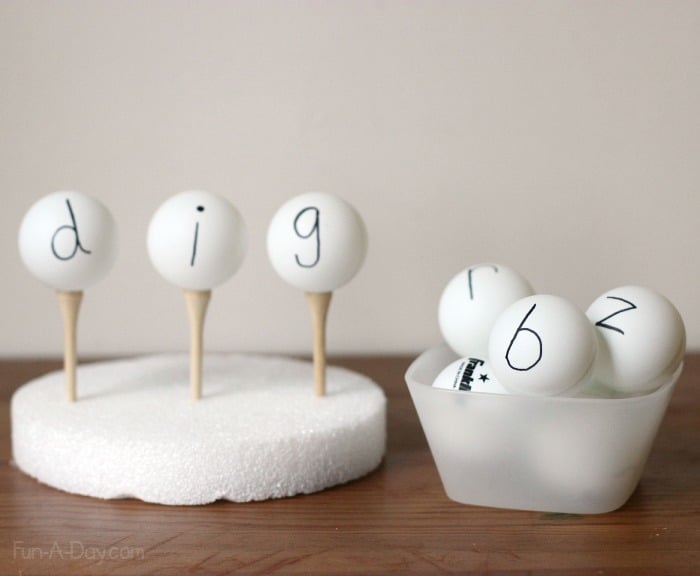 Use ping pong balls for teaching word families - what a fun hands-on learning game