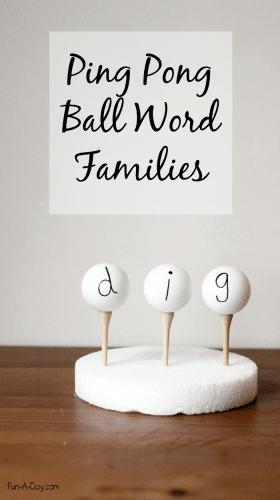 Use ping pong balls when teaching word families, letter ID, letter sounds, names, and more! Hands-on fun and lots of fine motor work!
