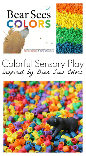 Fun sensory play activity for preschoolers, inspired by Bear Sees Colors