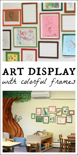 Preschool art display using colorful display - I think this would be great in any classroom and even at home!