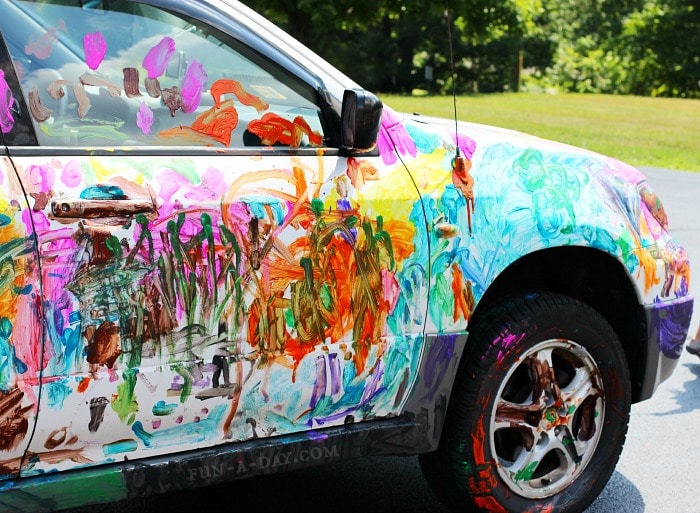 Colorful painted car summer art project
