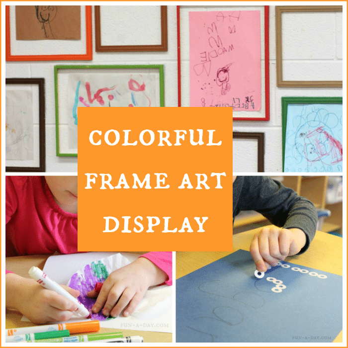 Use colorful frames to create a simple preschool art display in the classroom or at home - would be great for other grade levels too
