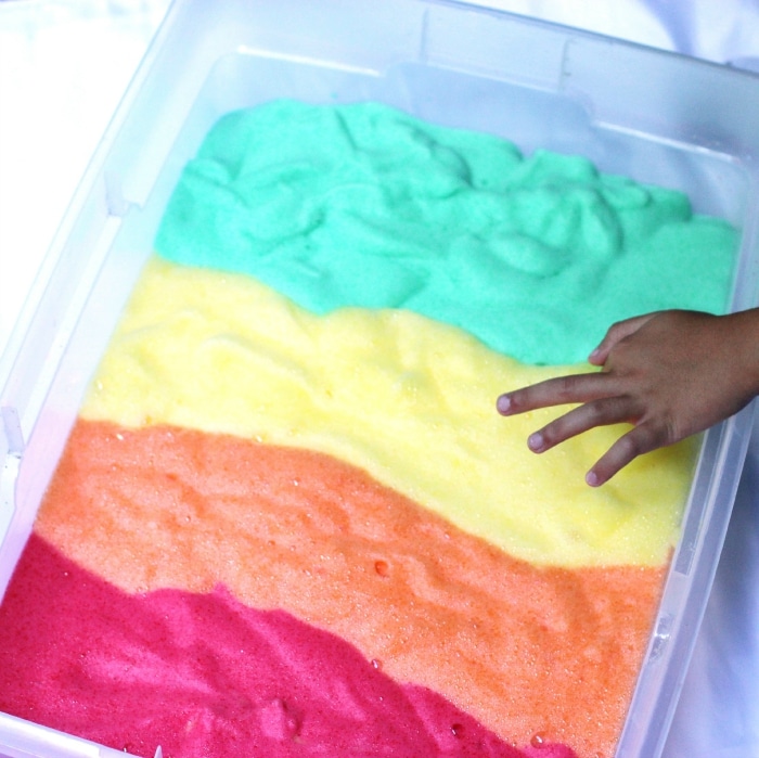 Make Jell-O soap foam with the kids for a super engaging sensory activity
