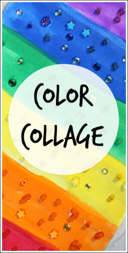 Rainbow color collage - a fun process art project kids can do individually or collaboratively