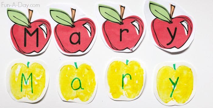 10 Apples Up on Top name activities - includes free printable apple letters
