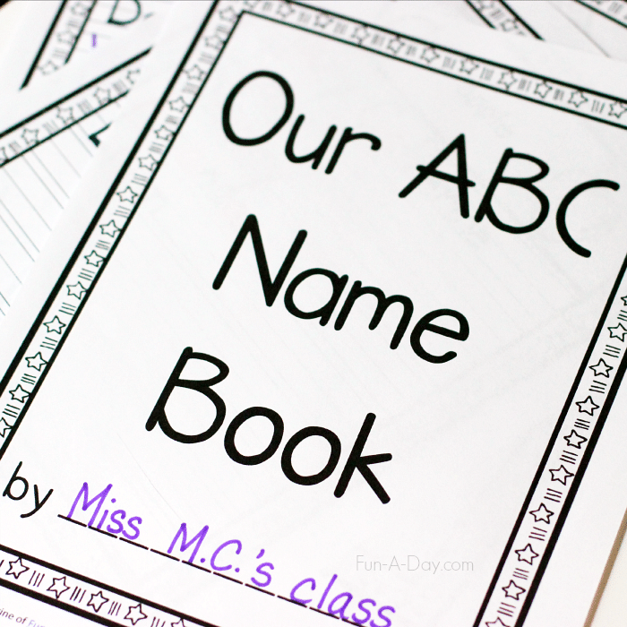 A class name book is perfect when teaching the alphabet to kids