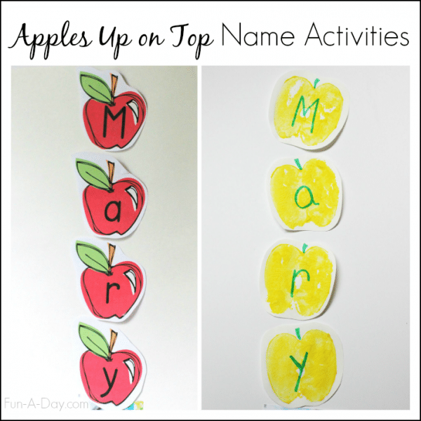 Apples Up on Top name activities for kids - art, literacy, and free printables
