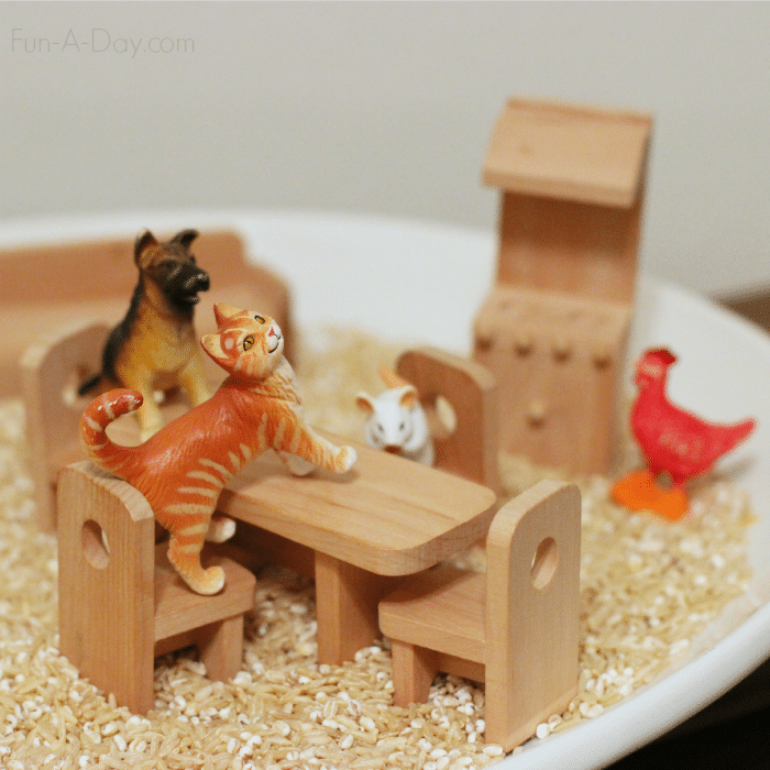Little Red Hen small world play - simple set up for open-ended literacy and sensory play