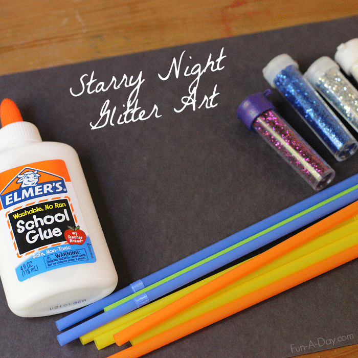 Starry Night Glitter Art - fun and sparkly art based on the book Action Art