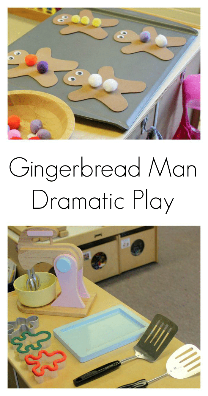 Easy and fun Gingerbread Man activity for kids - great way to incorporate literacy into the dress up center