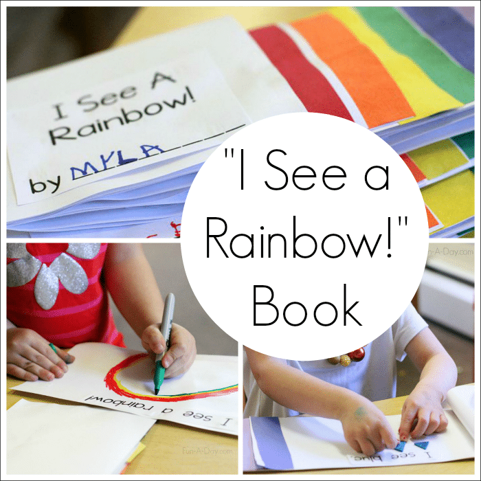I See a Rainbow book-making with kids - what a simple preschool color activity the kids love