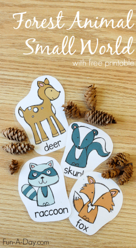 Forest Animal Small World - three material invitation to play with play dough and a free printable