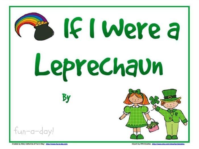 printable front book cover entitled if i were a leprechaun