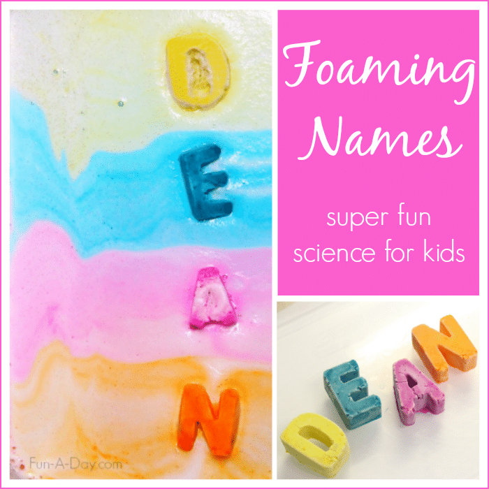 Super fun science activities for kids - Foaming Names