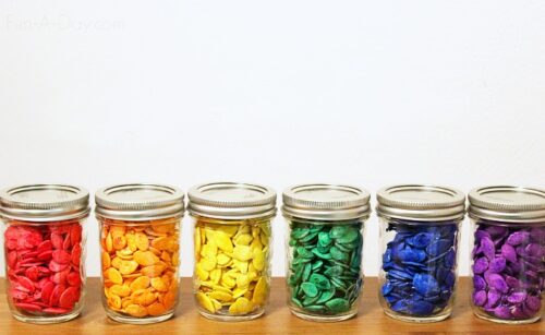 How To Make Colorful Pumpkin Seed Art In Preschool Fun A Day 