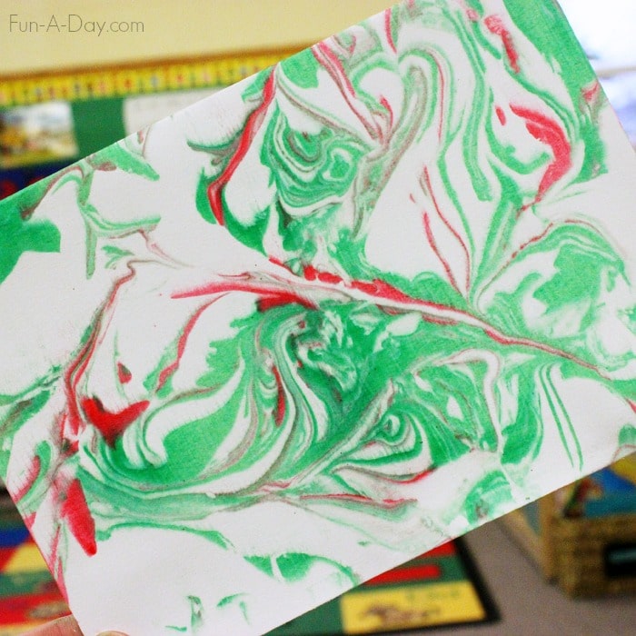 How To Make A Marbled Homemade Christmas Card With Kids Fun A Day