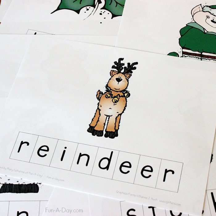 Free printable reindeer word page for preschoolers