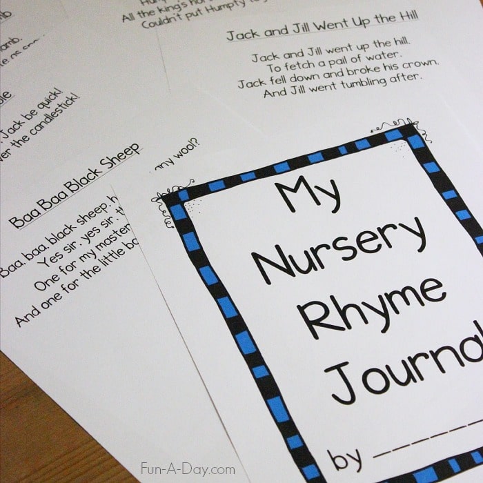 Free printable preschool nursery rhymes journal
