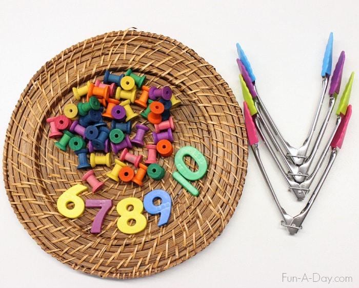 Inviting number activity for preschoolers - love how it works on fine motor skills along with math