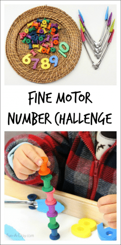 Number activity for preschoolers that works on number identification, fine motor skills, and one-to-one correspondence