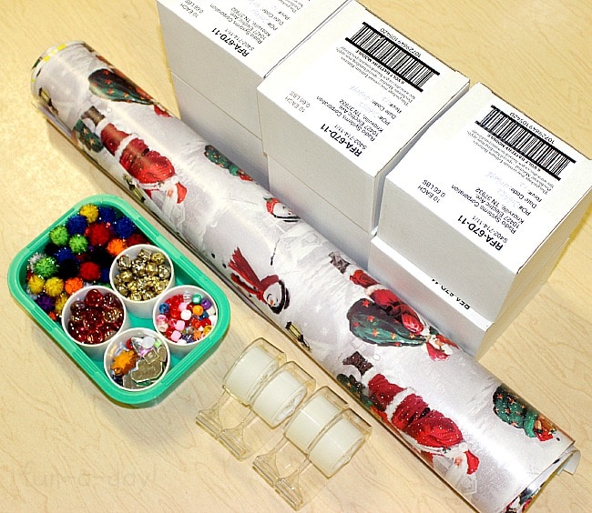 Materials for preschool wrapping pretend play