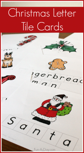 Printable Christmas letter tile cards - 20 page free printable that helps children with early literacy skills
