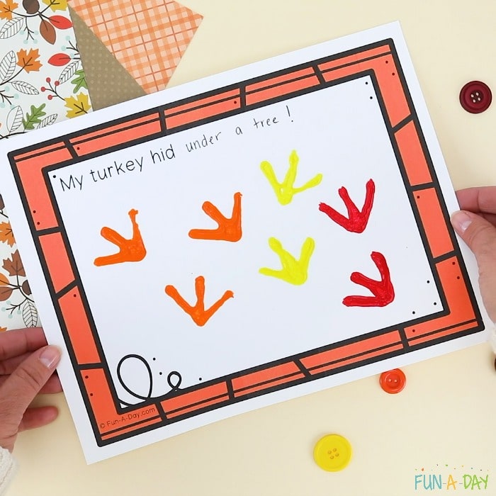 Turkey tracks turkey art on free printable class book page