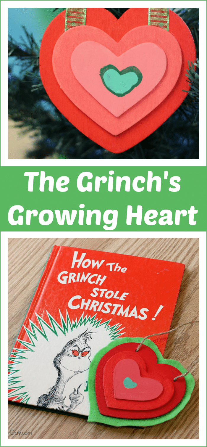 Make a homemade Christmas ornament based on a children's book - The Grinch's Growing Heart