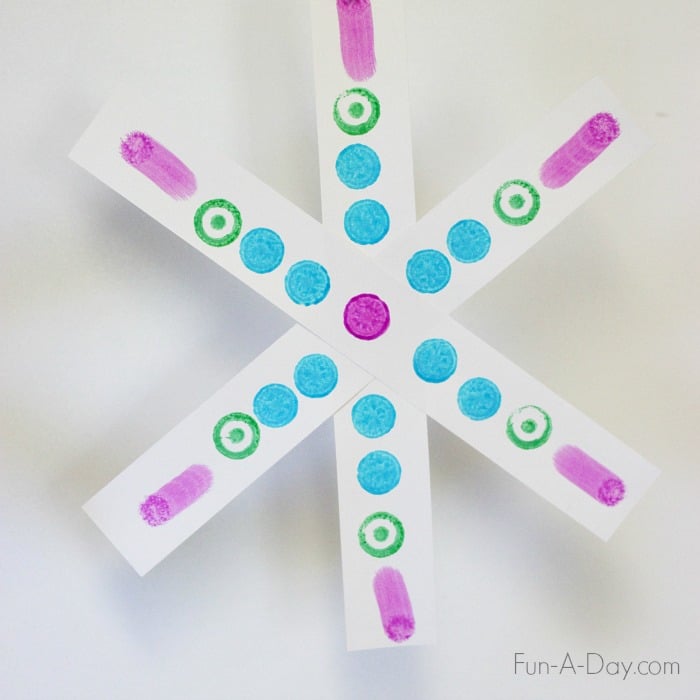 Colorful symmetry snowflake craft