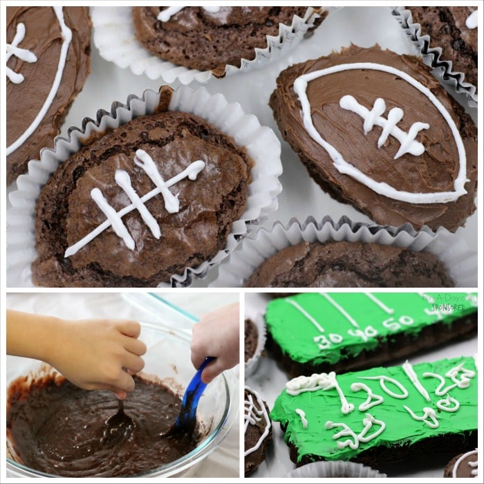 Make field and football brownies with the kids to get ready for game day - includes a short list of football books for kids too