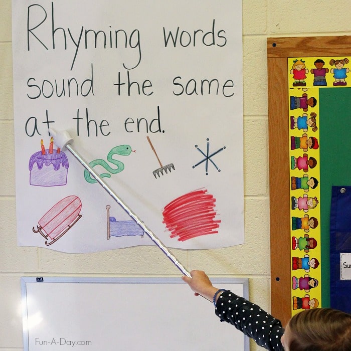 Rhyming anchor chart - a simple way to teach important reading readiness concepts in preschool and kindergarten