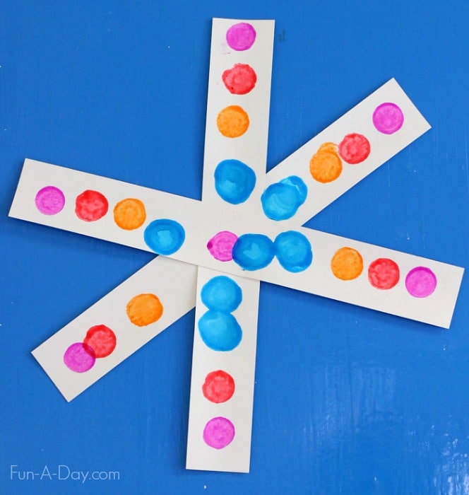 Simple colorful snowflake craft for kids - they can work on symmetry or just have fun with art