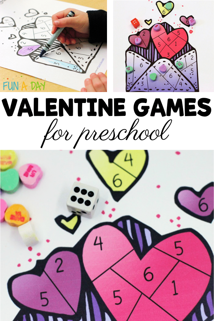 three different printable valentine dice games with text valentine games for preschool