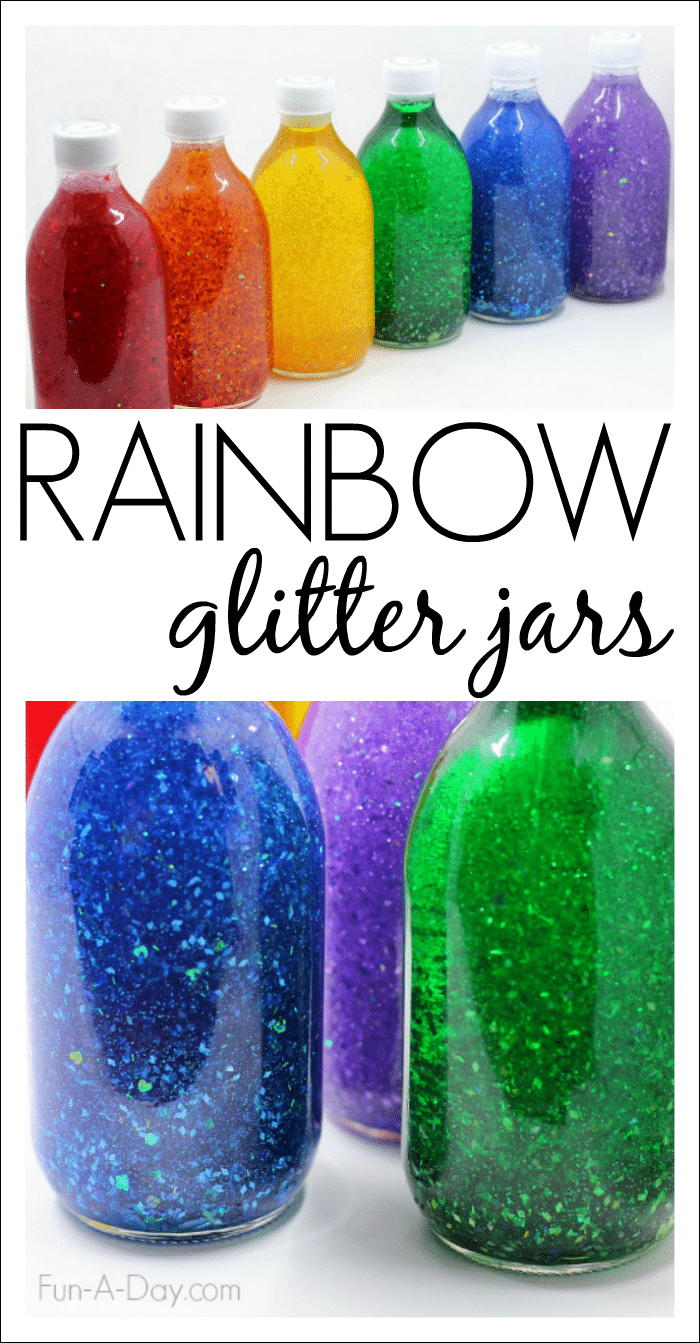 Rainbow Glitter Jars - perfect as calm down jars or to use with sensory, math, or science activities