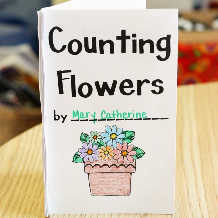 Counting Flowers printable book for spring