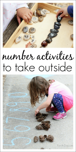 Easy and fun outdoor number activities for kids - explore numerals, counting, and one-to-one correspondence easily while enjoying the weather