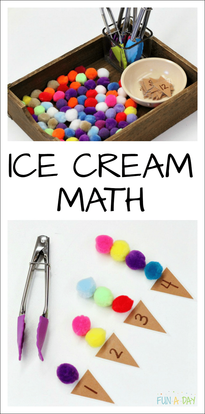 Ice Cream Numbers - preschool summer math that explores fine motor skills, counting, one-to-one correspondence, and more early math skills