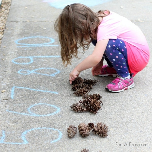 Preschool number activities - outdoor numbers