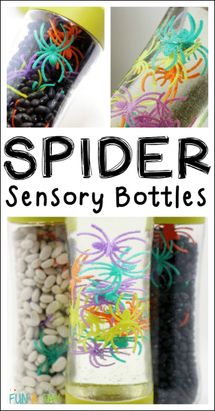 Fun and simple sensory bottle ideas for a spider theme