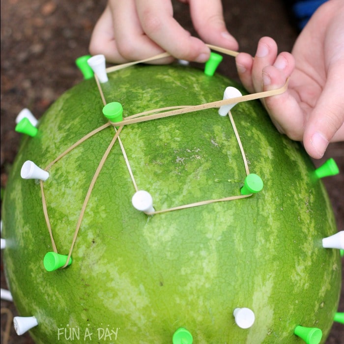 Watermelon Geoboard - hands on math with shapes and patterns