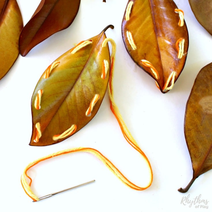 Preschool leaf activities - leaf lacing