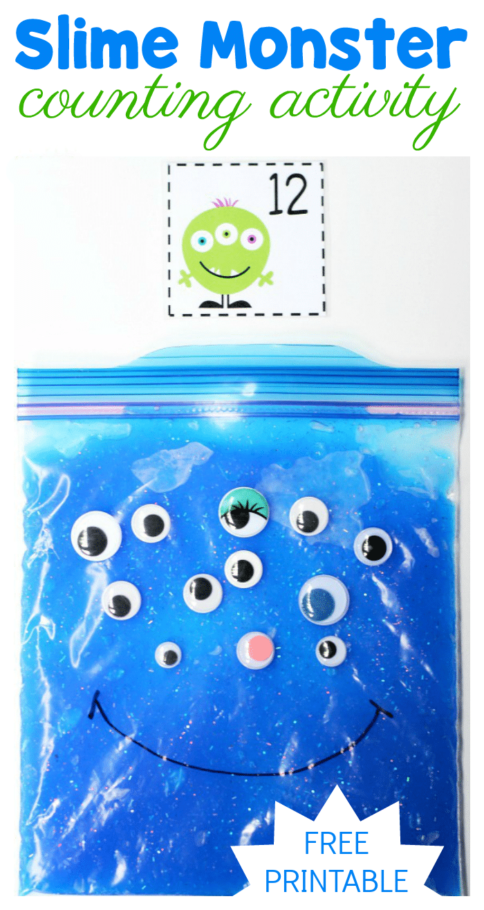 Slime Monster Counting Activity - Kids can work on counting, one-to-one correspondence, and more early math skills. Love the free printable monster numbers