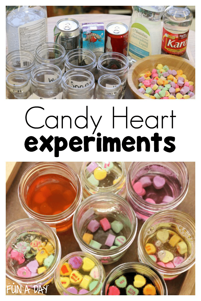 Preschool candy heart experiments