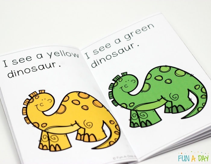 Color version of printable dinosaur emergent reader
