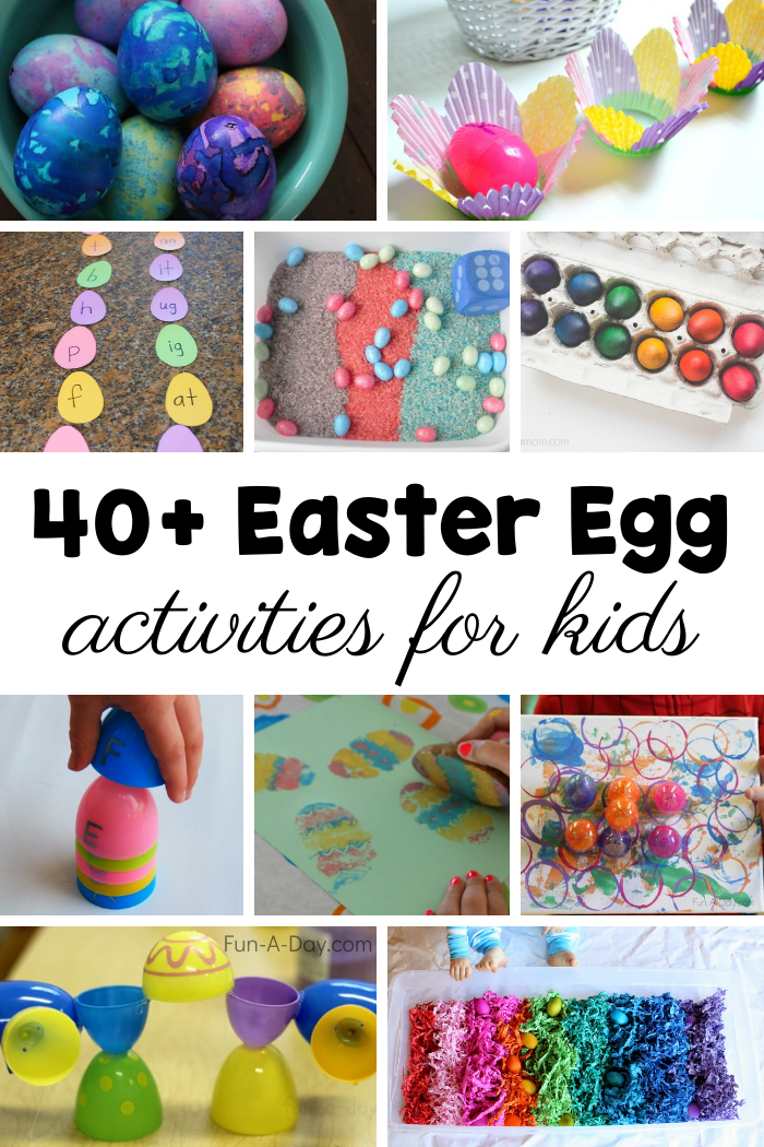 ten different learning activities to do with easter eggs and the text 40+ easter egg activities for kids