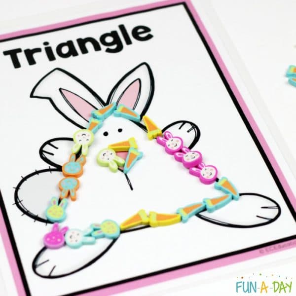 Mini erasers on printable bunny triangle