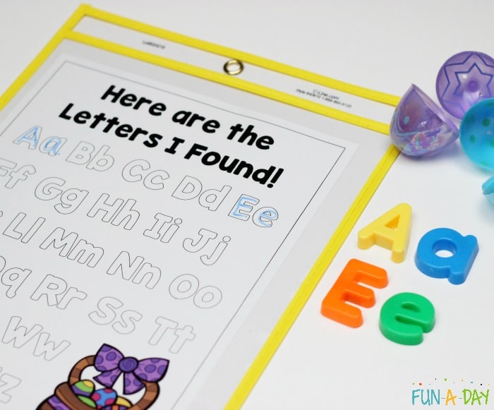 Work on letter knowledge with this Easter alphabet activity