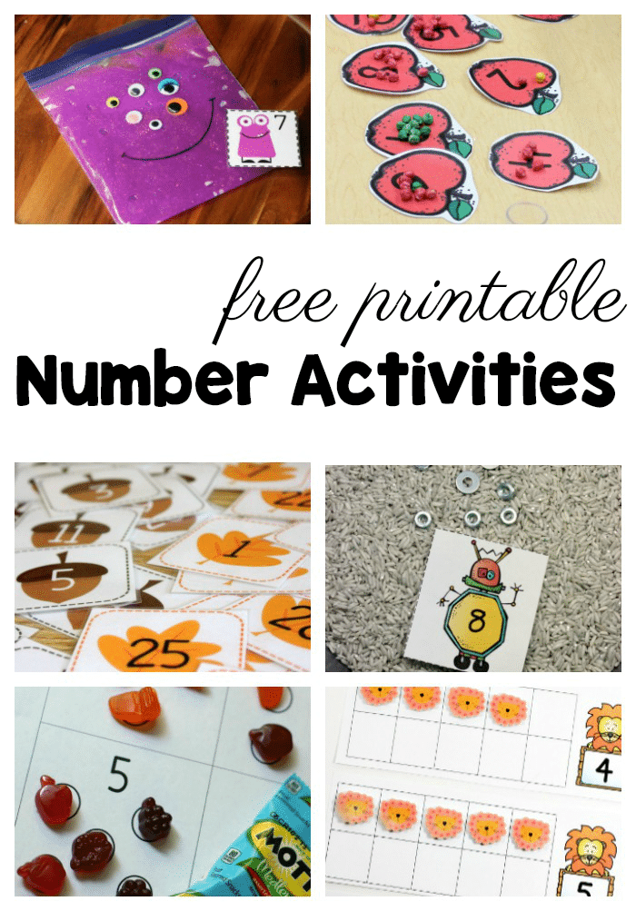 free preschool printables - number activities