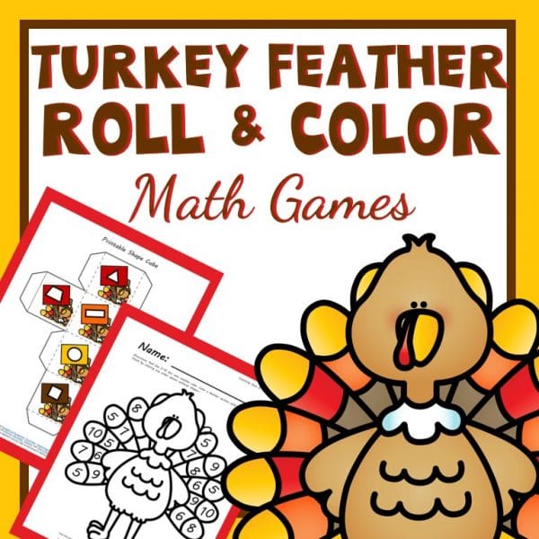Cover of turkey feather roll and color math games.